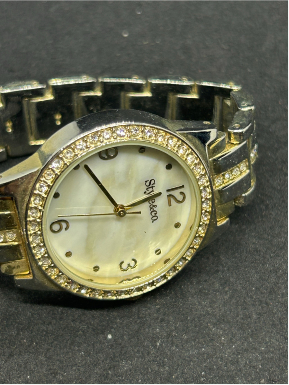 Women's Style & Co. Rhinestone Bezel Watch, One Size, Gold and Silver